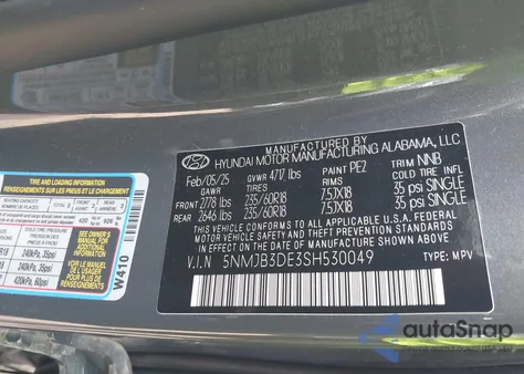 2025 Hyundai Tucson Sel from USA, damaged, VIN 5NMJB3DE3SH530049